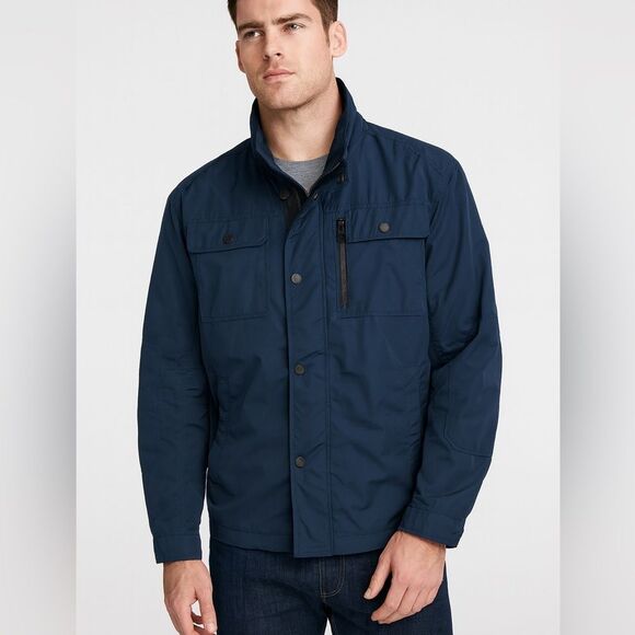 Buffalo by David Bitton Nylon Quilted Utility Jacket in Navy Blue, Large - Picture 1 of 13